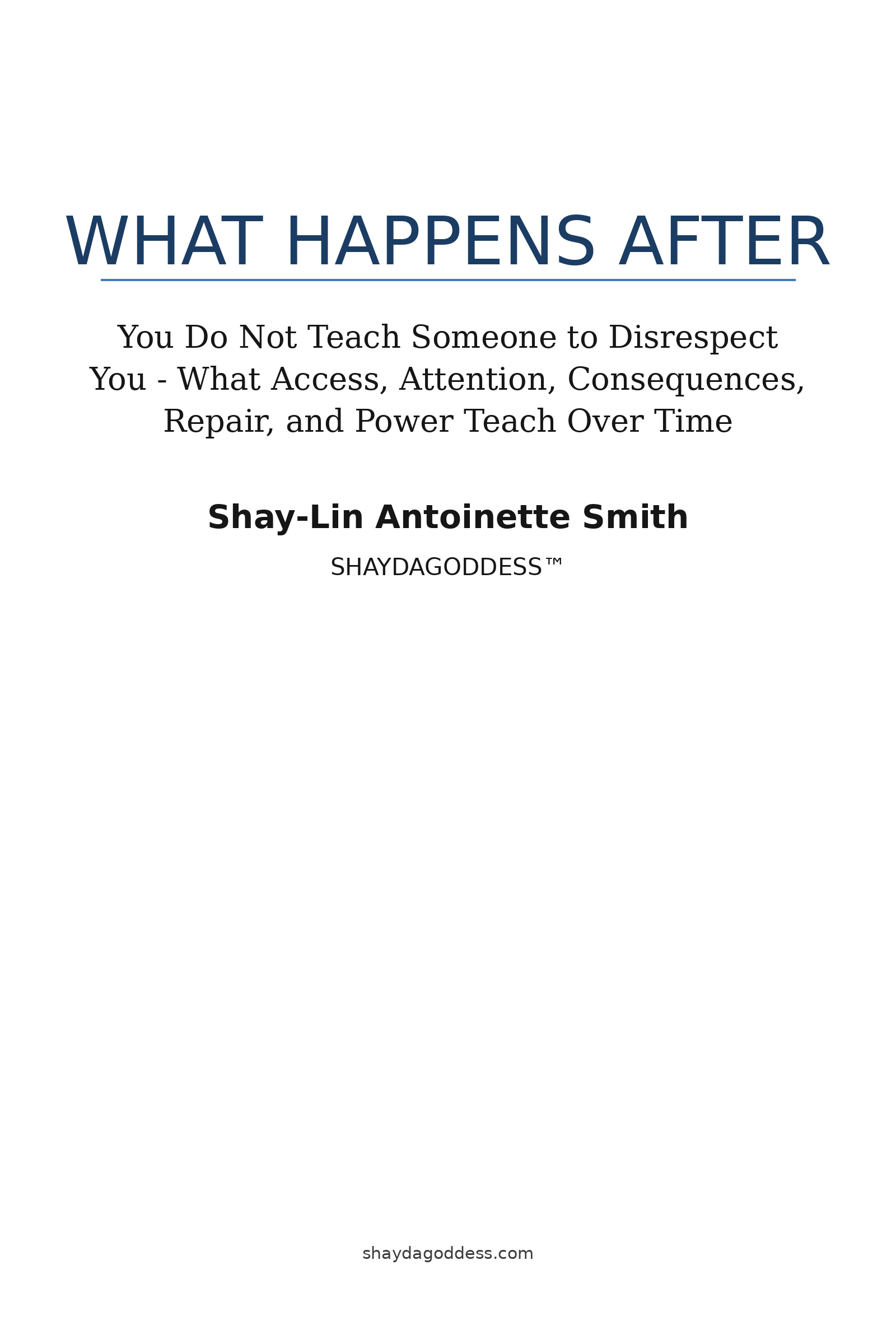 Typography-led cover of WHAT HAPPENS AFTER by Shay-Lin Antoinette Smith in navy, black, and white